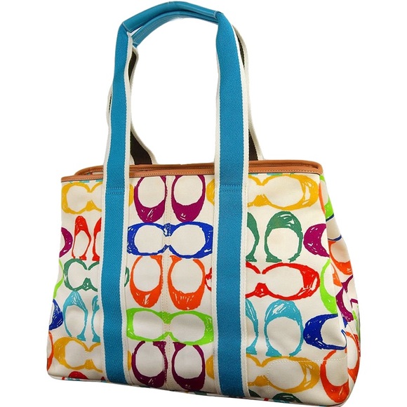 VINTAGE COACH RAINBOW SCRIBBLE WEEKEND DUFFEL BAG. - Picture 9 of 9